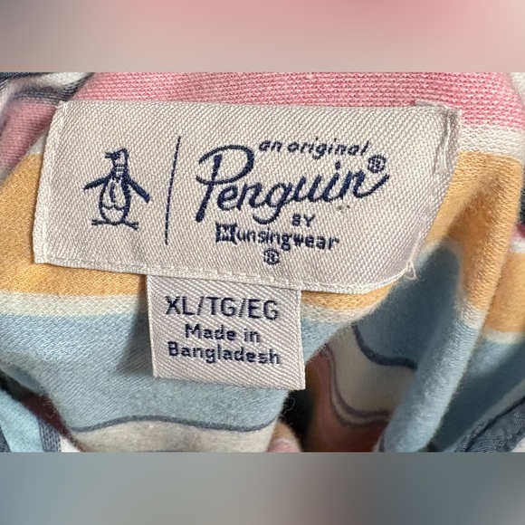 Original Penguin Men's Polo Shirt - Blue, Pink, Yellow Stripes - Picture 3 of 3